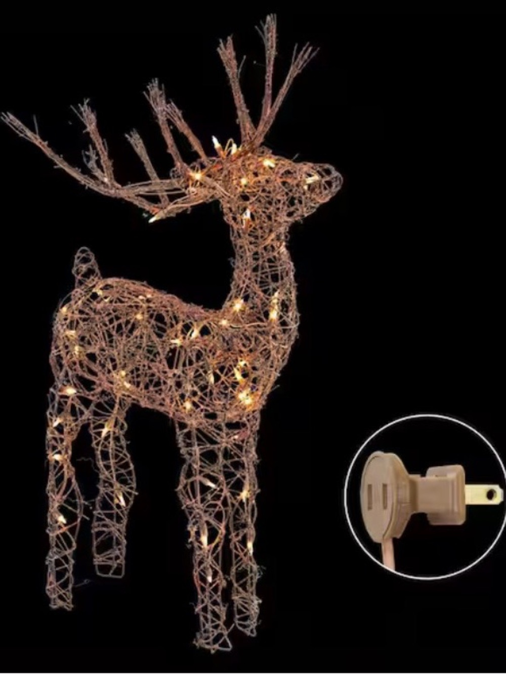 Alpine Brown Lighted Twig Reindeer Decoration